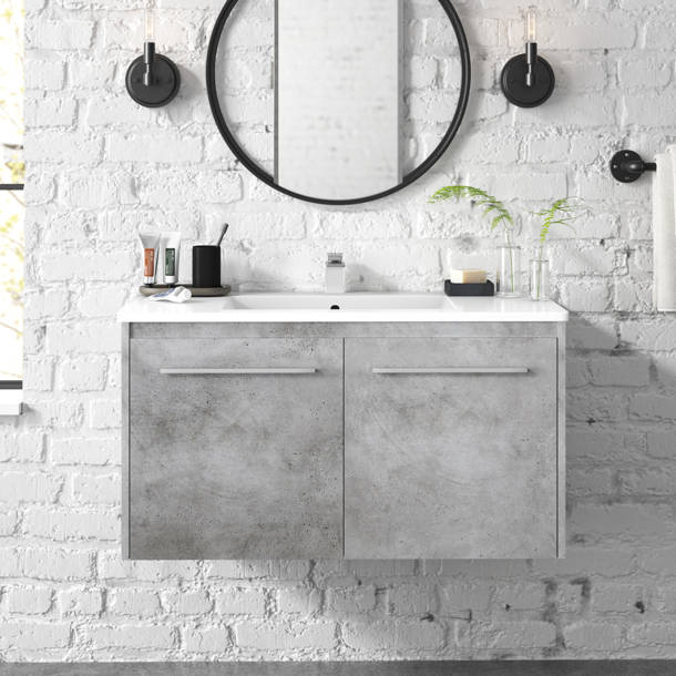 Orren Ellis Boyter 35.4'' Wall Mounted Single Bathroom Vanity with